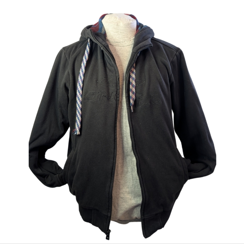 O'Neill Sz Small Black Zip Up Sweater with Soft Fleece GUC